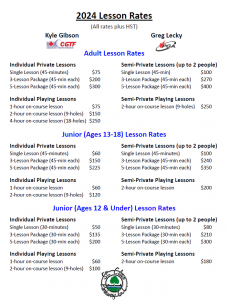 2024 Golf Lesson Rates & Packages